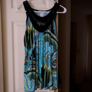 Only 9 Brand Blue and Green Paisley Print Top - Small